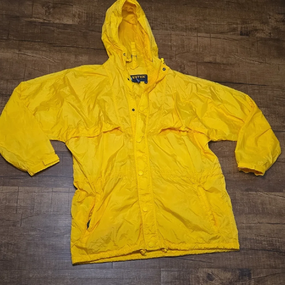 Eddie Bauer Yellow Packable Parka Gorpcore Outdoor Utility Hooded Y2k Nylon M - Picture 2 of 9